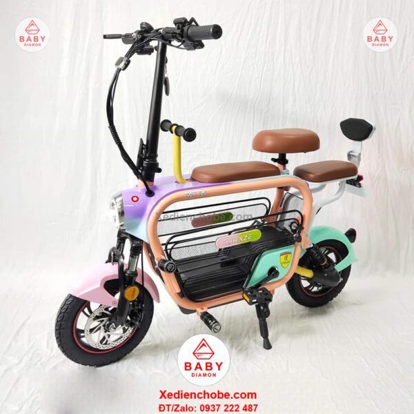 Xe đạp điện cho mẹ và bé Lihaze, 3 yên ghế, tải tối đa 150 ký
